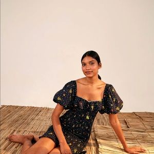 Farm Rio tiny fruits smocked mini dress.